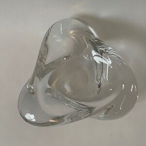 St Louis Crystal France Caravelle Triangular Twisted Art Glass Bowl Ash Tray MCM